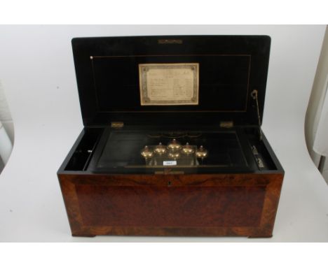 Fine and large 19th century bells-on-view music box by Nicole Freres, playing ten popular airs by Sullivan and others with 23