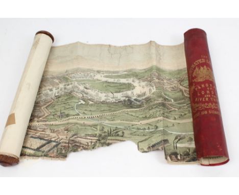 Victorian The Illustrated London News Panorama of London and the River Thames - published 1845, wood engraved with hand-colou