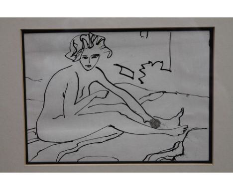 *Tom Keating (1917 - 2004), three studies - pen, ink and chalk portrait of Lionel Evans, pen drawing of a harbour and another