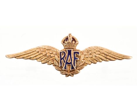 R.A.F. Officers' sweetheart brooch with enamelled detail, stamped 9ct, 50mm CONDITION REPORT Very good condition.  Pin is rep