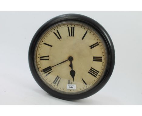 Victorian wall clock with eight day single chain fusee movement, 12 inch white enamel dial with Roman numerals, cast brass be