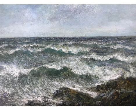 John Falconer Slater (1857 - 1937), oil on board, signed, Seascape, 90cm x 120cm