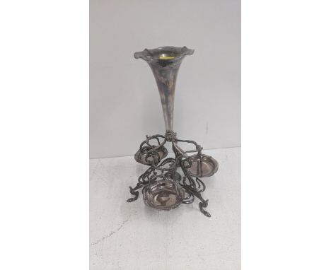 An early 20th silver-plated epergne with three detachable baskets and a model cow to the centreLocation:If there is no condit