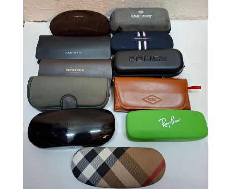 Assorted fashion glasses, some with cases and some loose, and a Kodak Instamatic, a Rolls Razor A/F and a group of empty sung