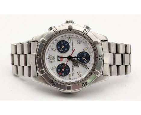 A Tag Heuer Professional 2000 chronograph gents stainless steel quartz wristwatch having luminal markers, subsidiary dials an
