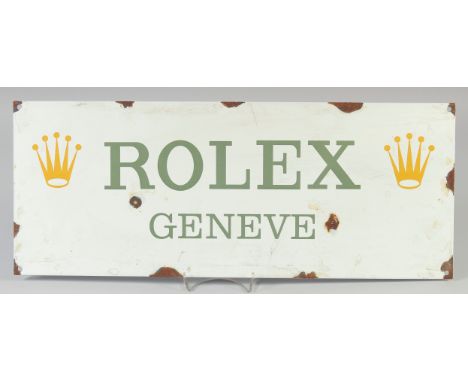 A LARGE ENAMEL ROLEX SIGN. 23ins x 9ins.