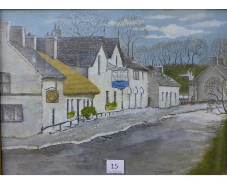 Continental School, portrait of a man reading, oil on canvas and an Irish town scene, oil on canvas