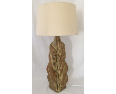 A signed Bernard Rooke studio pottery ceramic lamp base in tan colour.  Approx. 42cm tall without shade and fixings.