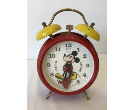 A vintage German Walt Disney Productions Mickey Mouse clock alarm clock. In working order. 