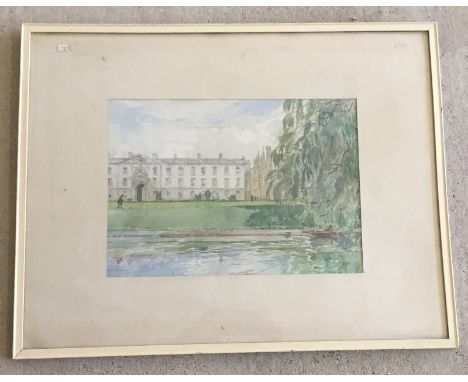 M. McCrossan watercolour of The College backs at Cambridge. Signed and dated in pencil 1926, lower left. Framed and glazed. A