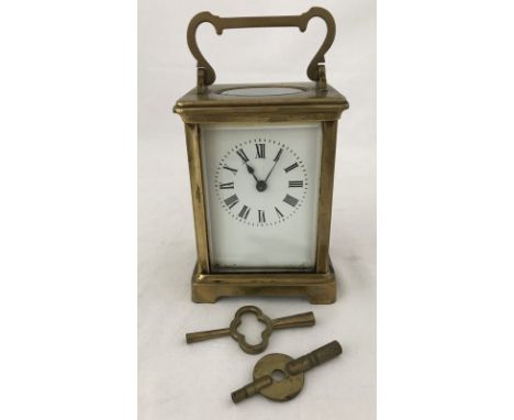 An early to mid 20th century brass French carriage clock. In working order with key. 