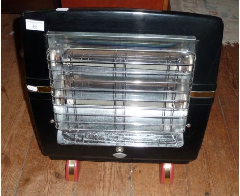 Mid-century "Belling" red and black enamel 2-bar electric fire