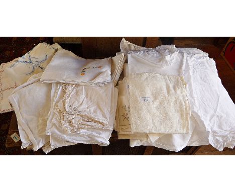 Quantity of assorted vintage linen - 2 bags full
