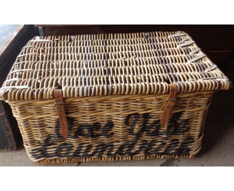 Old wickerwork laundry basket from Axe Vale Laundry