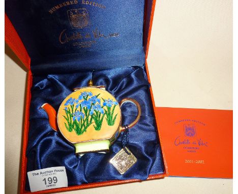 Charlotte de Vita cased collector's enamel tea pot