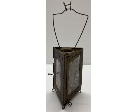 A WWI style French folding bunker lantern.  Approx. 34 cm with extended handle.