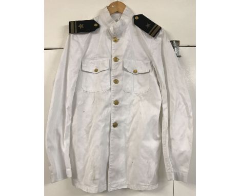 A vintage US Navy style white tunic with buttons and shoulder boards.  Size 38" chest.