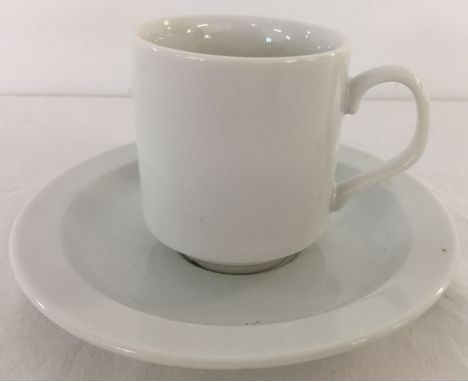 A German WWII style Waffen SS ceramic coffee cup and saucer. Marks to underside. 