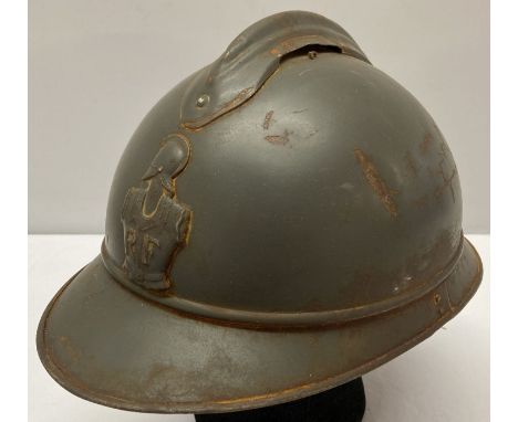 A WWI style French engineers M15 Casque Adriane helmet. No Liner.  