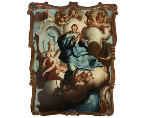 Spanish school; 18th century."Immaculate Conception".Oil on panel.It presents restorations.Measurements: 84 x 61 cm; 90 x 68 
