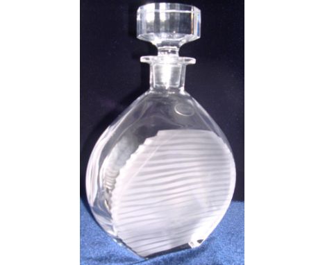 Modern frosted and clear glass moon-shaped decanter by Syinceni.