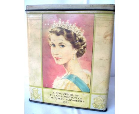 Original 1953 Coronation tin tea caddy.