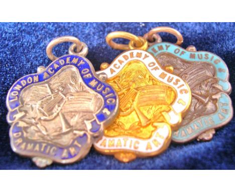 Three small medallions from the London Academy of Music and Art inscribed, 'Acting, Jean Hodgkinson 1946' and two inscribed 1