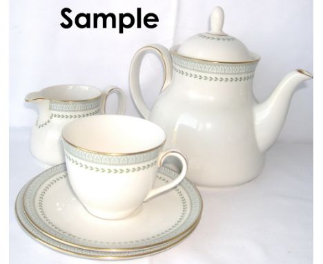 Royal Doulton 'Berkshire' pattern bone china green and gilt forty-six piece tea and dinner service.