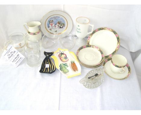 Spoon rest trivet, Irish coffee mug, mint sauce boat, salt, jug and six avocado dishes.