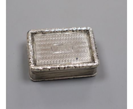 A William IV engine turned silver rectangular vinaigrette, by Thomas Shaw, Birmingham, 1830, 37mm.