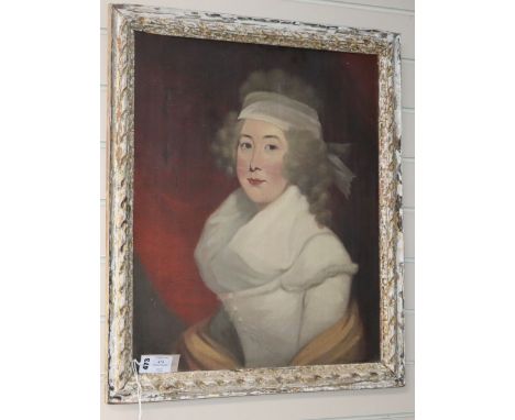 French School, 19th century, oil on canvas, Portrait of a lady, 59 x 49cm
