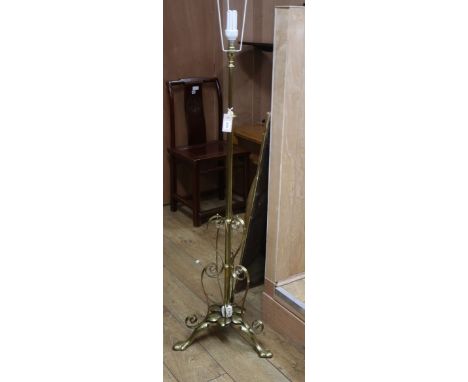 A late Victorian Benson style brass telescopic lamp standard