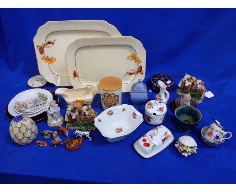 A COLLECTION OF DOMESTIC AND DECORATIVE CERAMICS including Royal Worcester, Wade and other animals
