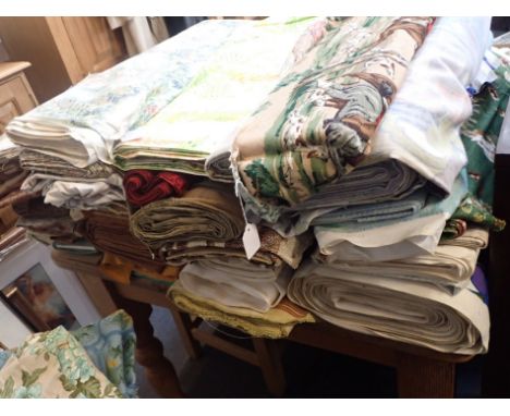 A LARGE QUANTITY OF VINTAGE AND RETRO FABRICS Sanderson and others, some psychadelic patters