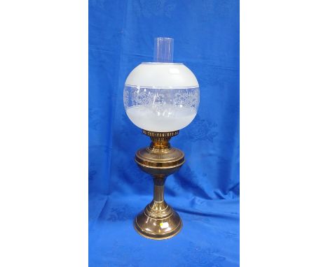 A BRASS OIL LAMP 