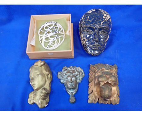 A COLLECTION OF CLASSICAL AND ARTISTIC MASKS including one from a door knocker