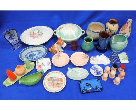 SUSIE COOPER, CLARICE CLIFF AND OTHER CERAMICS inluding a Royal Worcester Baby, Sylvac dog, a (damaged) Cantonese dish, and o