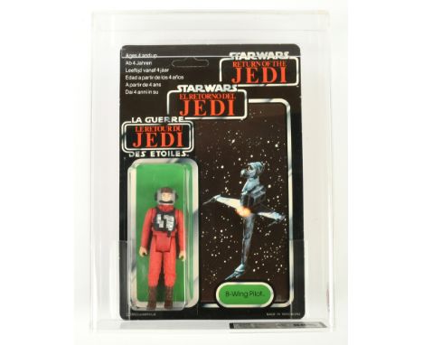 Palitoy Star Wars Return of the Jedi Tri-Logo vintage B-Wing Pilot 3 3/4" figure MOC, UKG Graded 80%, Card 80 Bubble 85 Figur