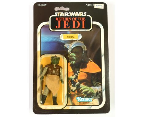 Kenner Star Wars vintage Return of the Jedi Klaatu 3 3/4" figure, Near Mint, within Excellent (yellow) bubble, upon Excellent
