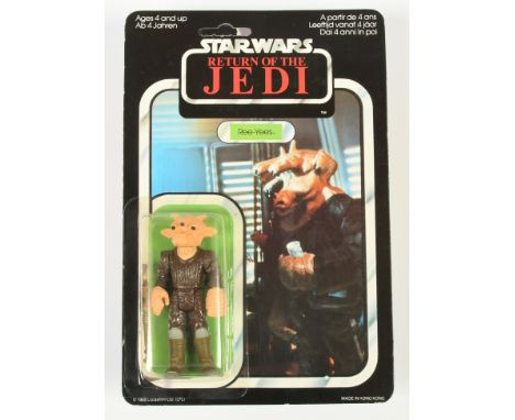 Palitoy Star Wars vintage Return of the Jedi Ree-Yees 3 3/4" figure, Near Mint, within Excellent (tinted) bubble, upon Good P