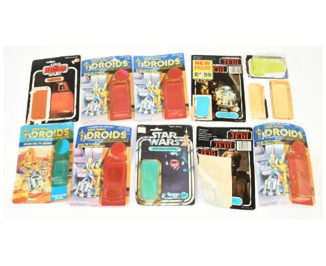 Star Wars vintage 3 3/4" figure used backing cards x 9 includes Droids Artoo-Detoo (R2-D2), C-3PO, The Empire Strikes back (T