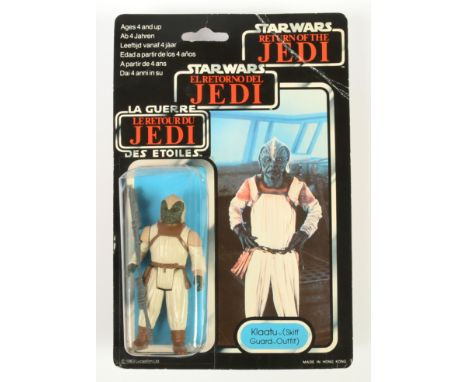 Palitoy Star Wars vintage Tri-Logo Klaatu Skiff Guard 3 3/4" figure, Mint, within Good bubble, upon Good punched 79 back card
