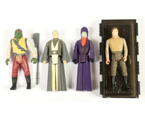 Kenner Star Wars vintage Last 17 3 3/4" figures x 4 including Han Solo Carbonite, Good complete, Barada, Good complete, Imper