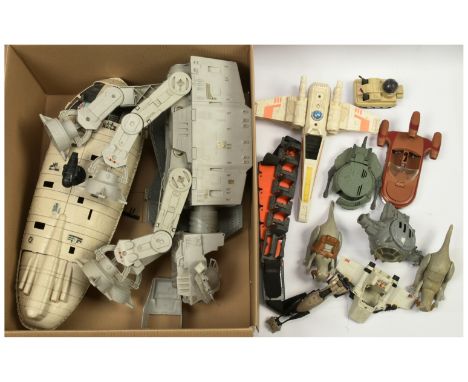 Quantity of Kenner vintage Star Wars vehicles and creatures including AT-AT Walker, Landspeeder, X-Wing Fighter, Tauntaun and