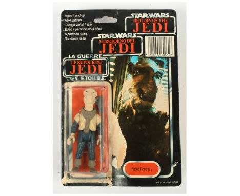 Palitoy Star Wars vintage Return of the Jedi Tri-Logo Yak Face 3 3/4" figure, Excellent to Near Mint, with bubble and card at
