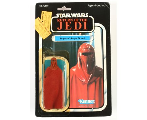 Kenner Star Wars vintage Return of the Jedi Emperor's Royal Guard 3 3/4" figure, Near Mint, within Good (dented and yellow) b