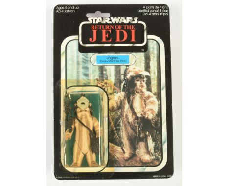 Palitoy Star Wars vintage Return of the Jedi Logray 3 3/4" figure, Near Mint, within Excellent (yellow) bubble, upon Excellen