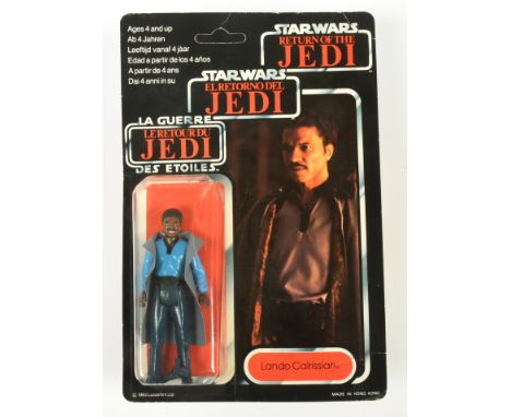 Palitoy Star Wars vintage Tri-Logo Lando Calrissian 3 3/4" figure, Mint, within Good bubble, upon Good un-punched 79 card.