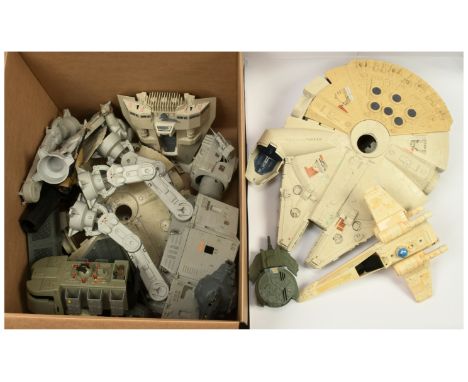 Quantity of Kenner Star Wars vintage loose vehicles including Millennium Falcon, X-Wing fighter, AT-AT, Snow Speeder and othe