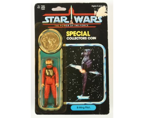 Kenner Star Wars vintage Power of the Force B-Wing Pilot 3 3/4" figure, Mint, within Excellent (yellowed) bubble, upon Fair t